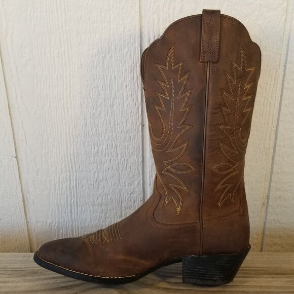 Ariat Heritage Womens Tan Leather Cowboy Western Boots 9 B 10001021 - Picture 9 of 13